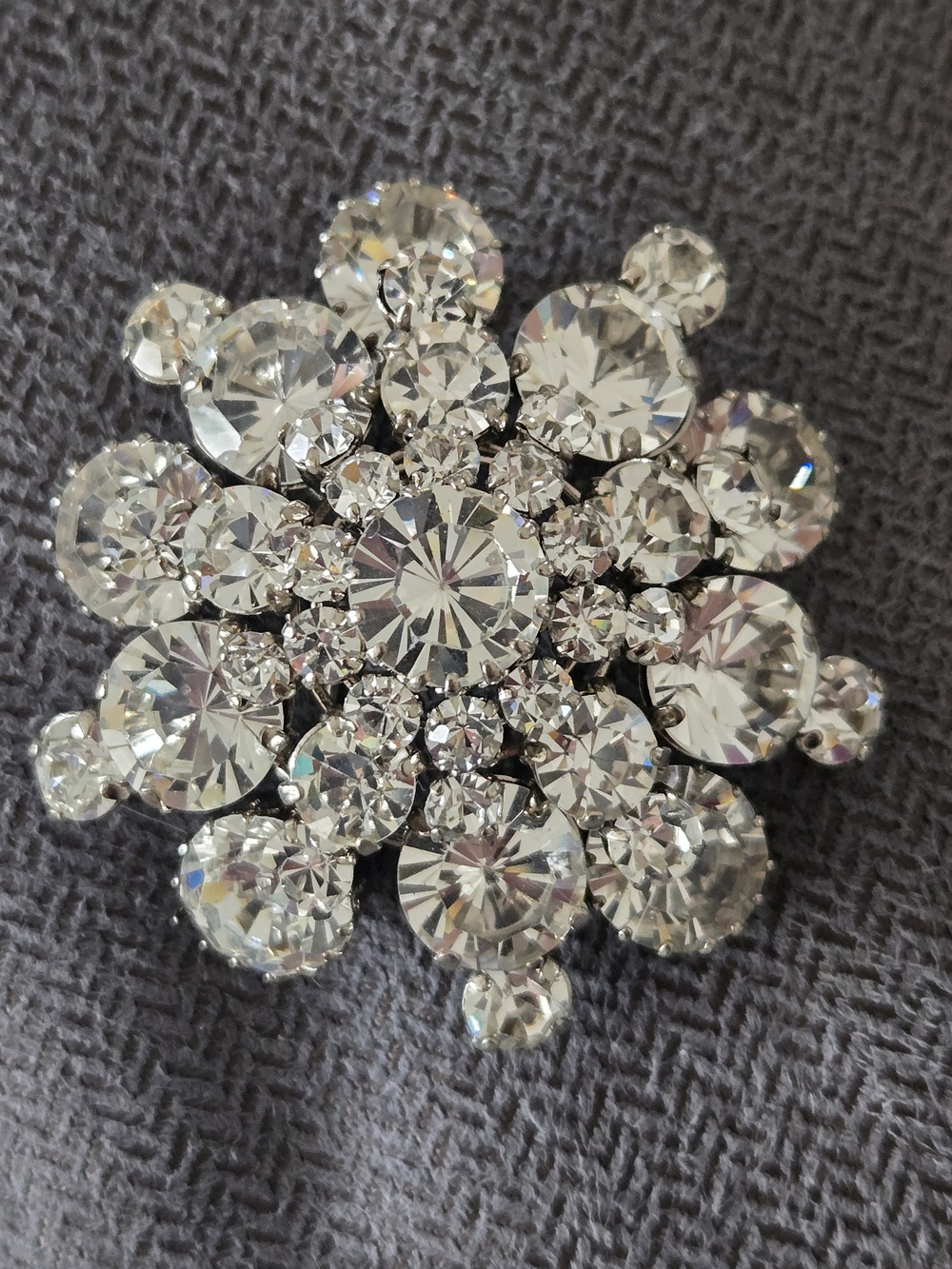 Vintage Australian Clear Crystal Dome Brooch Pin